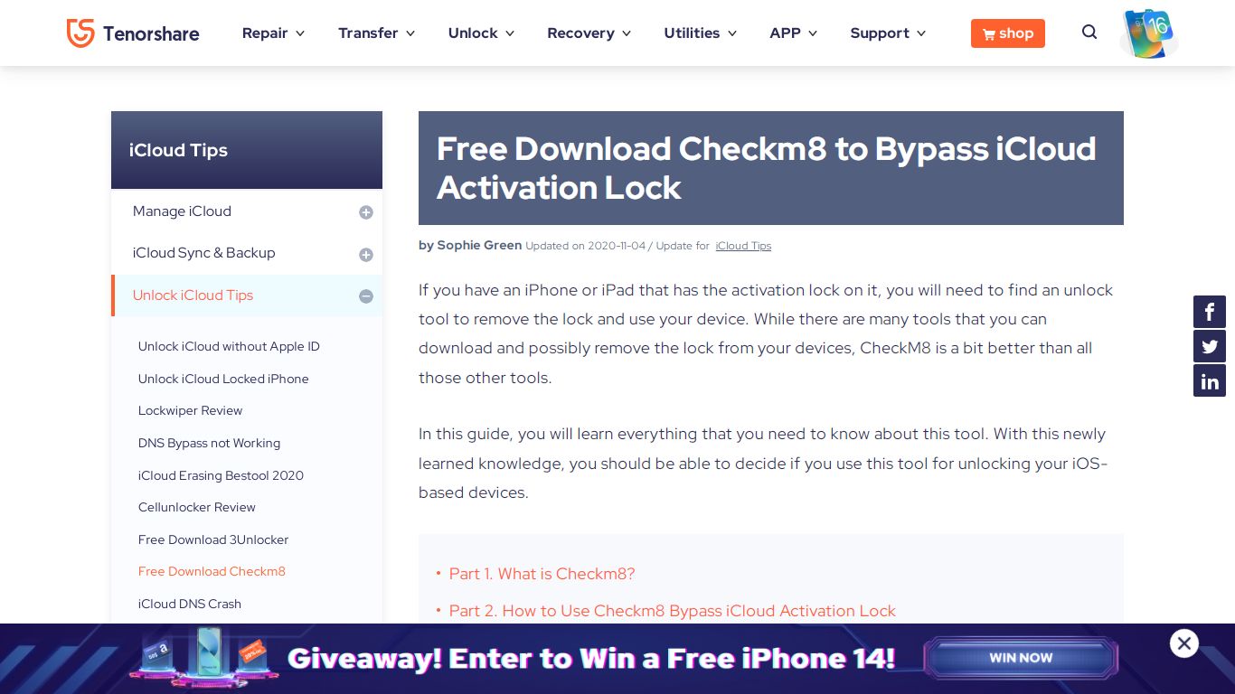 Free Download Checkm8 to Bypass iCloud Activation Lock - Tenorshare