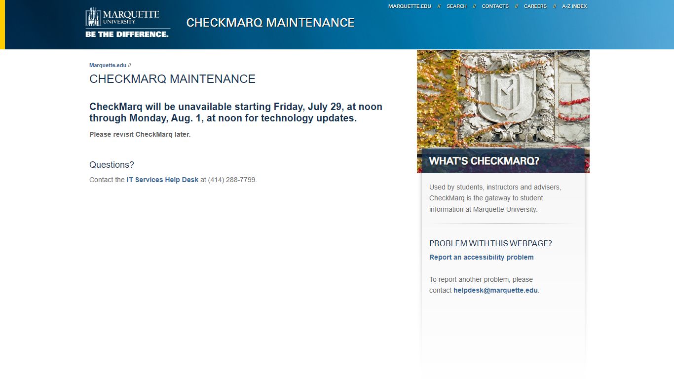 CheckMarq Maintenance // Marquette University